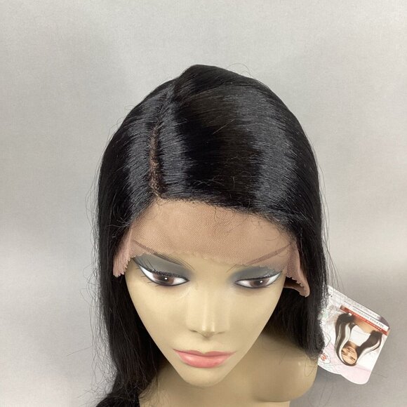 Saffron #1B Off Black Straight Premium Synthetic Lace Front Wig - Picture 3 of 9